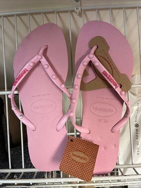 Havaianas Pink Studded Strap Flip Flops